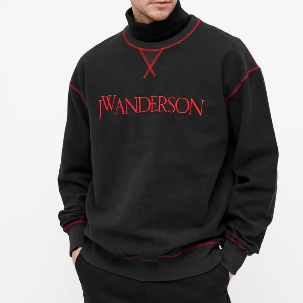 J.W. Anderson Black Sweater with Red Trim and Logo